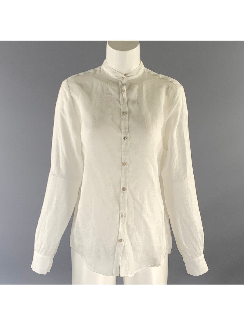 COVET Size M White Linen Blend Shirt